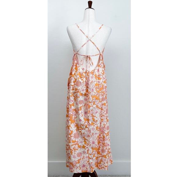 J. Crew Tie-Front Strappy Orange Floral Midi Dress NWT - Picture 9 of 11